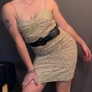 Ruched Tiger Stripe Bodycon Dress